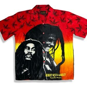 Vintage Y2K Bob Marley Button Up Graphic Shirt